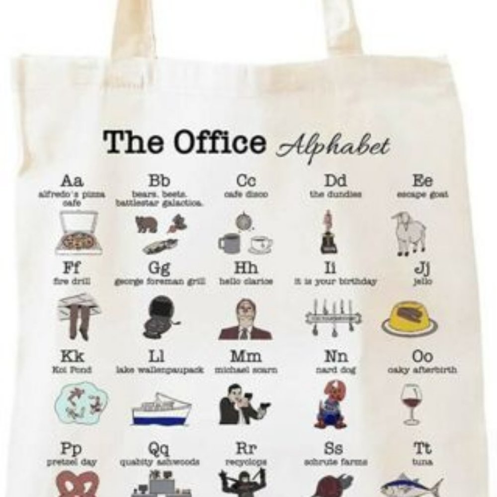 Canvas Tote Bag The Office TV Show Alphabet 16" x 13.5"